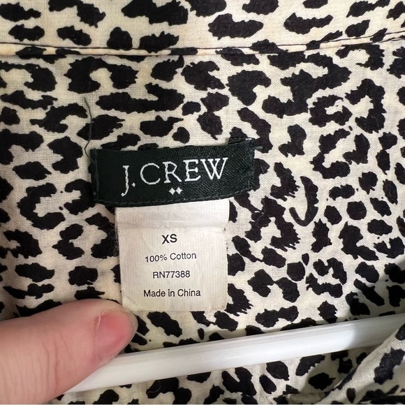 J. Crew Factory Button Down Shirt Beige Black Animal Print - Picture 11 of 12
